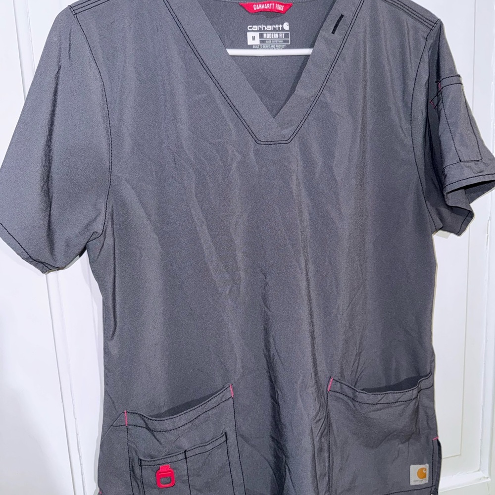 Carhartt Charcoal V-Neck Scrub Top